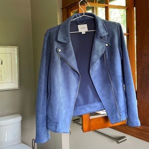 Beautiful blue faux suede moto jacket